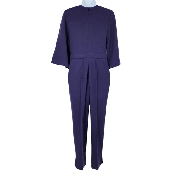 Roksanda Scoop Neck Purple Three Quarter Sleeve Gathered Front Jumpsuit Size 10 - Picture 5 of 5